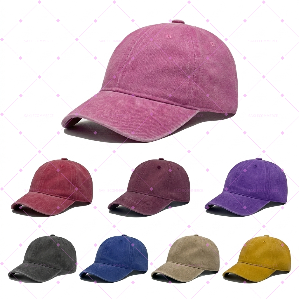 6-Panel Retro Washed Adjustable Cotton Low-Profile Baseball Cap