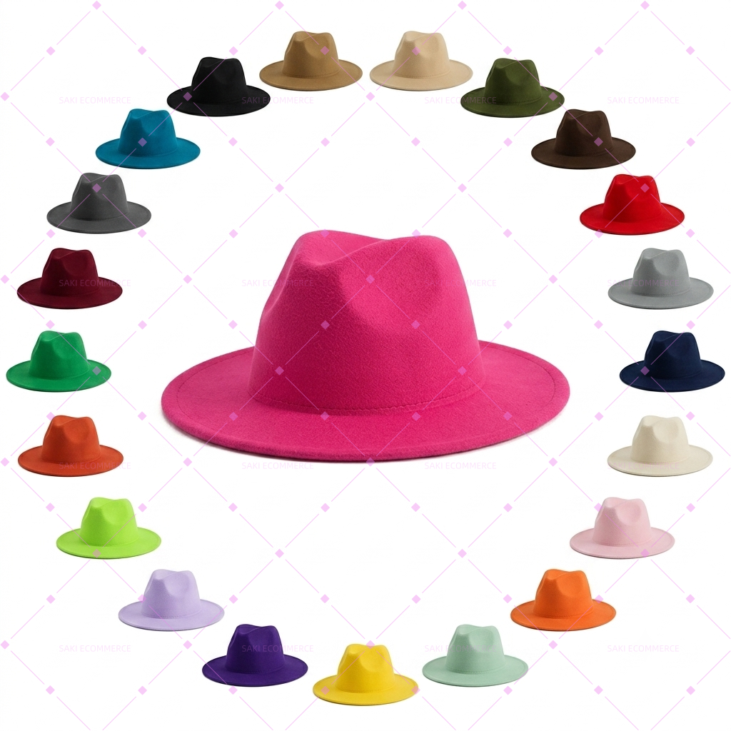 Vibrant Classic Felt Fedora Hat – Colorful Unisex Wide Brim Panama Style