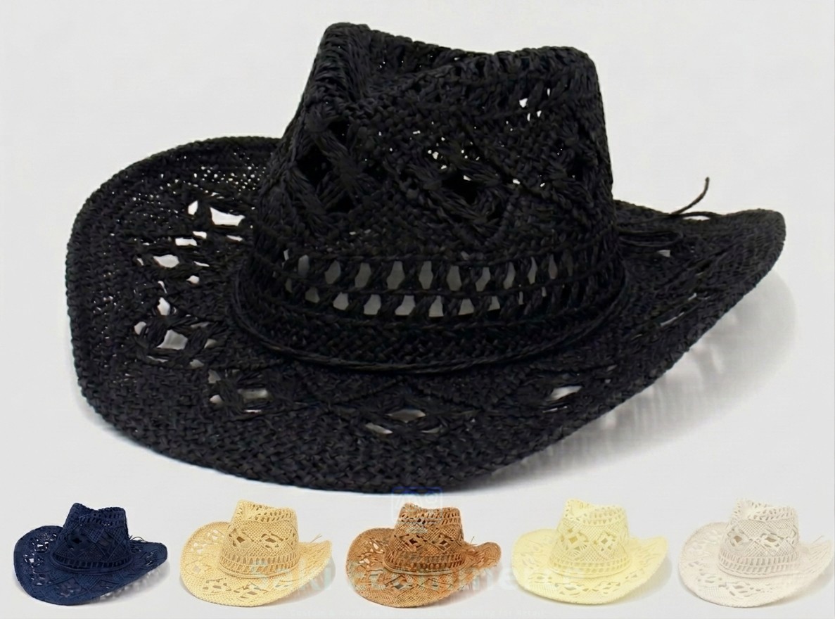 Chinese Small Iris Hollow-Out Paper Straw Cowboy Hat