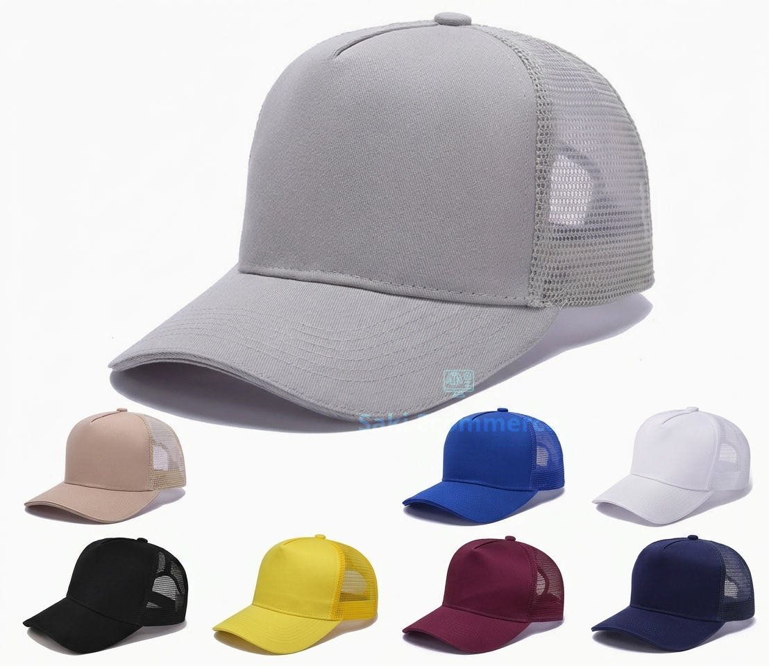 Cotton Mesh 5-Panel Blank Trucker Hat