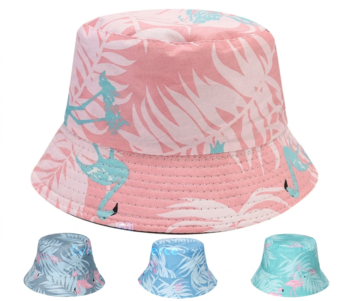 Flamingo Tropical Palm Bucket Hat