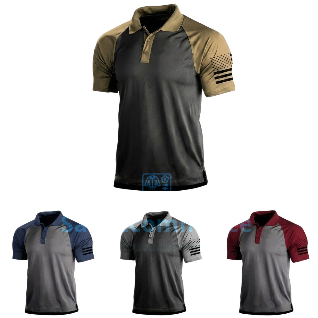 Men’s Slim-Fit Short-Sleeve American Flag Tactical Polo
