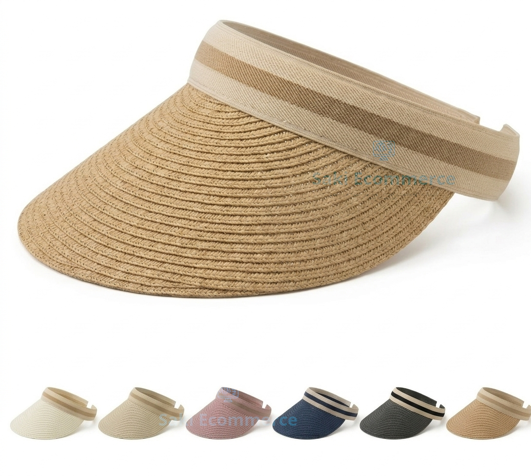 Retro-Inspired Straw Sun Visor Hat