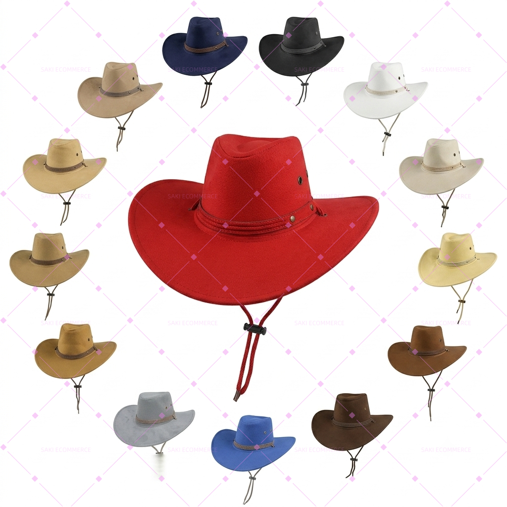 Retro Outback Western Cowboy Hat with Adjustable Chin Strap