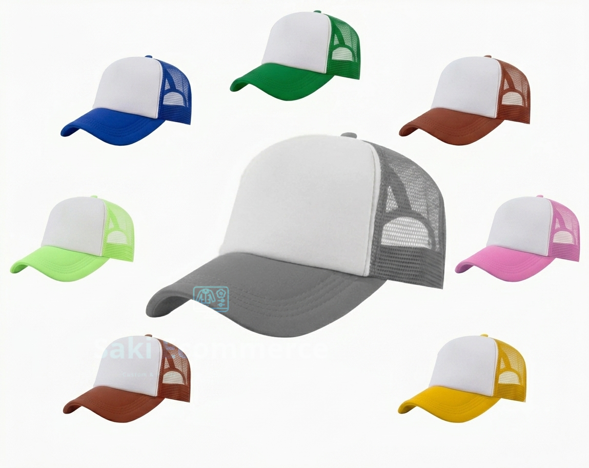 White Front Panel Foam 5-Panel Mesh Trucker Hat