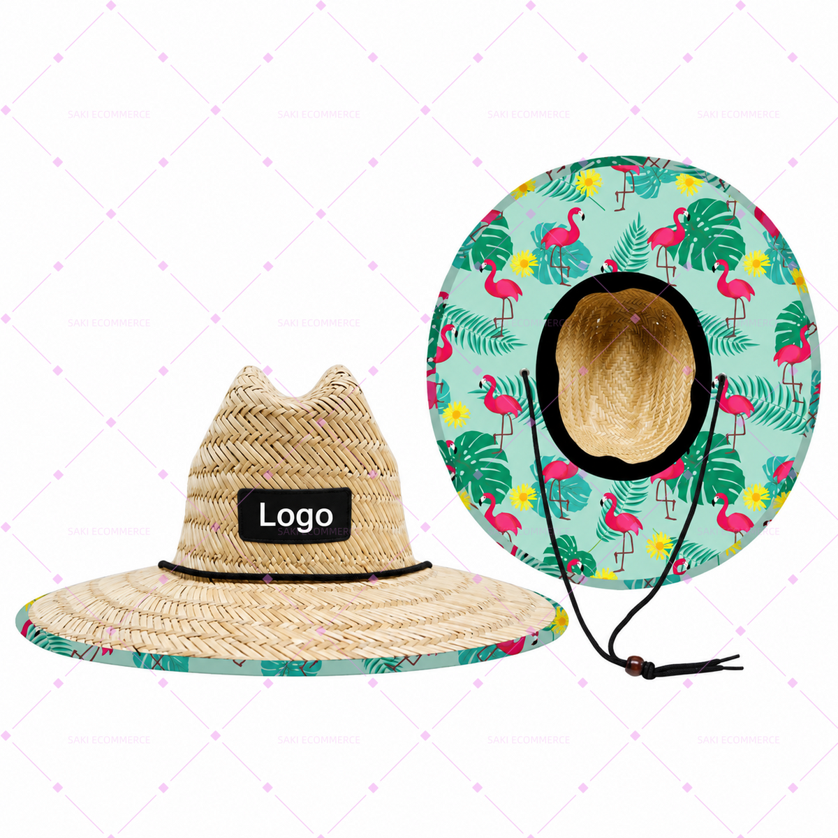 Wholesale Straw Lifeguard Hat with Custom Printed Underbrim